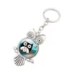 Owl Glass Cabochon Keyring Keychain Shape Charms Accessories Bag Hangs Fashion Jewelry 340070