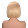 613 Lace Front Wig Straight Peruvian Blonde Human Hair Short Bob Wigs 130% Density with Bangs