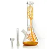 Narguilés de 13,2 polegadas Bong Golden Beaker Glass Bong com Downstem Heady Straight Tube Bongs Tree Oil Rigs Glass Recycler Free Shipping