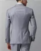 Gri Erkekler için Düğün Suit Erkekler için Slim Fit Zarif Resmi Elbise İş Takım Elbise Terzi Damat Balo Best Adam Smokin Yakışıklı (Ceket + Pantolon)