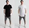 Men's T-Shirts Mens Loose Tee Clothing Designer Citi Trends Clothes T Shirt Homme Curved Hem Plain White Extended Shirt1