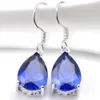 Luckyshine Wedding Jewelry Blue Pear Cut Topaz Earring Pendants Sets 925 Sterling Silver Necklaces Women Jewelry Sets Free Shipping P0227