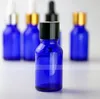 DHL Gratis Cobalt Blue Glass Bottle Cosmetics Container Högkvalitativ 15 ml Tom Blå Glasflaska Partihandel