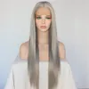 Perruque Lace Front wig synthétique lisse gris argenté, cheveux résistants à la chaleur, maquillage quotidien, perruque de fête pour vacances, cadeau 6907436