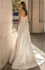 Musa por berta 2019 vestidos de noiva espaguete completo laço vestido nupcial beach boho simples ver através do vestido de noiva modesto