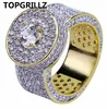 Topgrillz Gold Color All Icedアウトビッグストーンマイクロパブキュービックジルコンリング7 8 9 10 11 5サイズリングヒップホップジュエリー