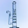 Gerade Rohr Glas Bong Triple Dab Rig Birdcage Perc Wasserpfeifen Wasserpfeifen Bohrinseln Bongs zum Rauchen mit Banger Bowl HR316