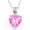 Top Sale 2019 New Fashion Brand Christmas Day Gift Jewelry Heart Red Garnet Pink Kunzite Gems 925 Silver Necklaces Woman's Zircon Pendants