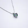 Lyx 925 Sterling Silver Heart Shaped Pendant Rainbow Cubic Zirconia Cz Ädelsten Charm Box Kedjor för Kvinnor Mode Smycken