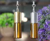 New Amber Empty Glass Pendant Sample Perfume Bottle with Steel Roller Ball Glass Vials Small Essential Oil Bottle 5ML