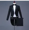 Adult Swallowtail Men Suits Black White Rhinestones Tailcoat Bar Singer Stage Costume Magician Prom Host Wedding Chorus Blazers Stage Outfit