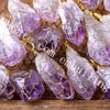 10 Pcs Irrégularité Brute Améthyste Chakra Point De Cristal Or Couleur Fil Enveloppé Pendentif Nouveau Naturel Pourpre Améthyste Gemstone Pendentif Bijoux