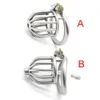 2 Styles Male Chastity Device Penis Lock Stainless Steel Cock Cage Metal Chastity Belt Sex Toys For Men With Curved Penis Ring