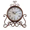 Europese stijl Retro Smeedijzeren Craft Table Clock Woondecoratie Brons Gold Mute Table Clock Handicraft Vintage Wekker