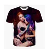 Camiseta New Summer Moda Novela 3D camisetas Sexy Naked Tattoo Menina Impressão 3D Camisetas Homens / Mulheres Top Tees Plus Size