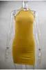 2018 moda mujer Sexy Club espalda descubierta Spaghetti Strap Vestido de verano algodón señoras ceñido al cuerpo negro amarillo fiesta Mini vestidos Vestido