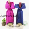 Noeud chinois Gland Artisanat Sac À Vin De Noël Couverture De Bouteille De Vin Satin Tissu Vin Rouge Vêtements Bouteilles Décoratives Sacs fit 750ml 50pcs / lot