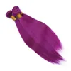 Purpurrote Menschenhaar spinnt mit Spitze-Verschluss 3 Stück Haarverlängerung gerade und Spitzeschliessen malaysisches reines Haar Einschlagfaden für Verkauf