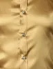Camisa de satén de seda de oro nuevo para hombre, Camisas de vestir ajustadas de manga larga, camisa de seda de emulación para hombre, Camisas para fiesta y Club nocturno 3XL229Y