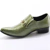 Zobairou hommes bout pointu chaussures habillées peau de crocodile hommes chaussures en cuir chaussures de mariage formelles vert mocassins à pointes grande taille