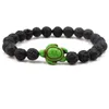 Ntural Stone 8mm Black Lava Stone Beads Tortoise Charms Bracelet Essential Oil Perfume Diffuser Bracelets Stretch Yoga Jewelry