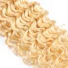 Neu Kommen Blonde Menschenhaar Bundles # 613 Platin Blonde Tiefe Welle Lockige Haarverlängerung Brasilianisches Reines Unverarbeitetes Haar Spinnt 3 Teile / los