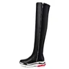 Big Size 29-44 Sports Trend People Over the Knee High Sock Boots Moda Branca Preta Listrada Casual Sapatos Mulher Taxa Botas Altas