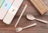 New Exquisite Health Environmental Wheat Platycodon Straw Cutlery Set Portable Camping Tablewarel Spoon Fork Chopsticks set