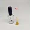 Botella de esmalte de uñas vacía transparente de 15 ml con tapa de cepillo, paquete de aceite de uñas de vidrio transparente, contenedores de laca para decoración de uñas F1275