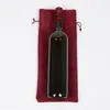 Sacs à bouteilles en toile de Jute rustique 15x35cm, couvertures de bouteilles de vin à cordon de serrage, emballage en lin de Champagne pour fête de mariage, sacs cadeaux