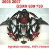 SUZUKI GSXR600 GSXR750 2006 2007 için enjeksiyon kalıplama kaporta kiti kırmızı siyah kaplamalar GSXR 600 750 06 07 RT44