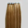10-26" Indian Remy Tape In Hair Human Skin Weft 40pcs P27/613 Tape In Hair Extensions Straight 100g Tape Hair Extensions