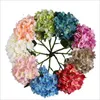 Artificial Hydrangea Flower Head 56cm Fake Silk Single Real Touch Hydrangeas 10Colors for Wedding Centerpieces Home Party Decorative Flowers