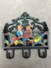 Antieke Victoriaanse Gietijzeren Geschilderde Vogels Brievenrek Wandplank Wandmontage Mail Key Rack 3 Haken Brief Bill Krant Houder O240F