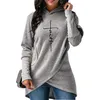 Herbst Neue Mode Lässig Lose Lange Ärmeln Hoodies Unregelmäßigen Bestickt Frauen Sweatshirts Schwarz Grau Größe S-3XL