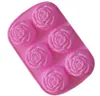 6pcs Set Roses Flower Silicone Cake Moule Gâteau Gâteau Coeur Gélatine Savon Jelly Moule Alimentation Étui de carré