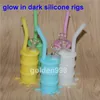 Glow in dark silicone bong Silicon dab rig avec accessoires en verre, bongs en silicone anti-adhésifs, récipients en cire de silicone pour la livraison gratuite