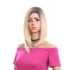 14 inch Bobo Straight Wig Side Part Omber Blonde Synthetic Wig High Temperature Fiber For Women Cosplay Wigs