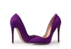 Бесплатная доставка реальные фото натуральная кожа леди фиолетовый замша точка носок леди туфли на каблуках насос размер 33-43 женские каблуки свадьба 12 см 10 см 8 см