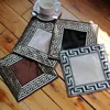 Luxury Velvet Embroidered Coaster Tablecloth Anti-scalding Placemat Fabric Western Coffee Pad Chinese Cup Coaster Decoration Mat Party Table