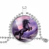 Unicorn Necklace Animal Horse Pendant Glass Cabochon Necklaces for children fashion jewelry