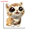 猫のグループDIYの手塗り油絵デジタル絵画猫油絵中国のスクロール絵画家の装飾