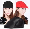 PU Leather Beret For Women Unisex Newsboy Visor Duckbill Flat Cap Curved Brim Driving Cabbie Gatsby Hat