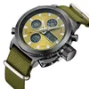 Modebrunt läder och nylon Military Watch Waterproof Analoga Digital Sports Watches for Men 2018283s