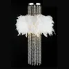 16 "cristal blanc plume pendaison chambre plafond suspension lampe luxe salon pendante lumières salle à manger lustre luminaires