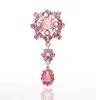 Zilveren katten oogbloem drop clear cz en strass crystal broche