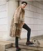 New real genuine natural fur coat men long fashion turn-down collar jacket outwear overcoat custom any size