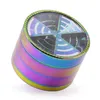 Diameter 63MM Four Layers Zinc Alloy rainbow color Ice Blue Signal Teeth Transparent Cover Colorful Hood Tobacco Crusher Herb Grin5915609