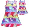 Ärmlös Unicorn Print Princess Dress Toddler Kids Girls Rainbow Casual Party Mini Dress Xmas Present EEA44