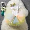 2020 Baby Girl Clothes 1st Födelsedagstårta Smash Outfits Infant Clothing 3pcs Sets Romper + Tutu Kjol + Handgjorda Flower Cap Nyfödda Baby Passar